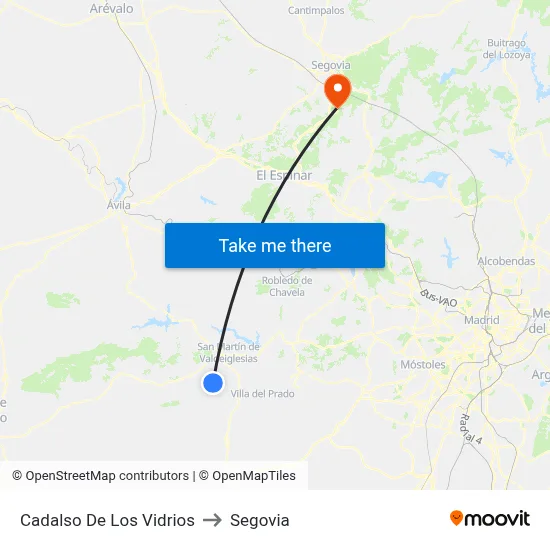 Cadalso De Los Vidrios to Segovia map