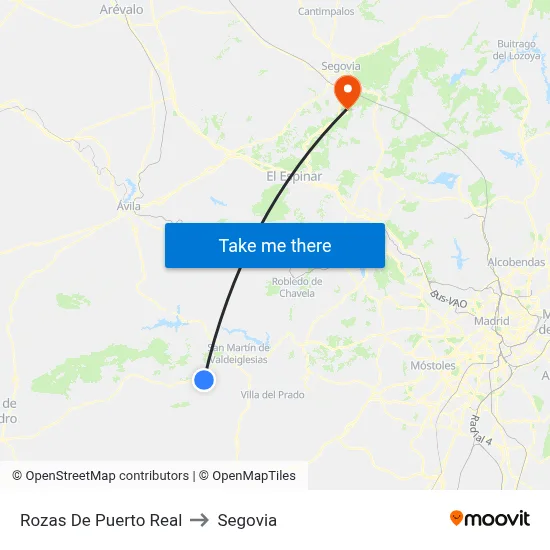 Rozas De Puerto Real to Segovia map