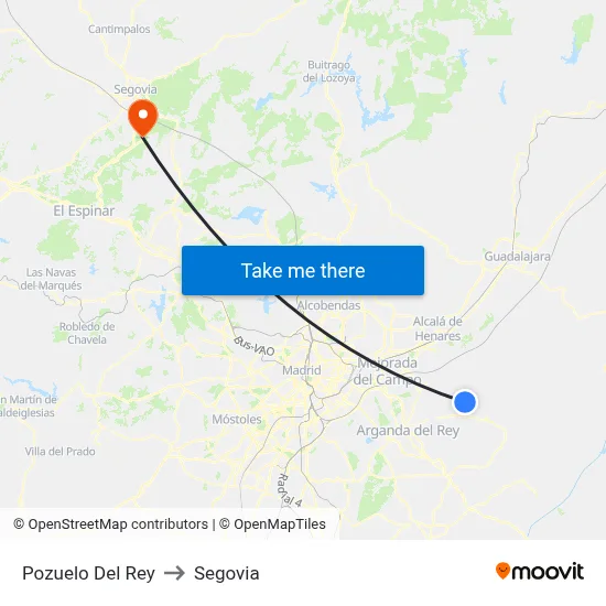 Pozuelo Del Rey to Segovia map