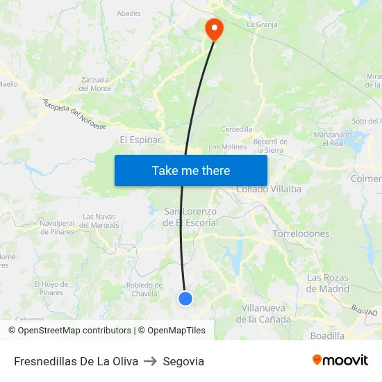 Fresnedillas De La Oliva to Segovia map