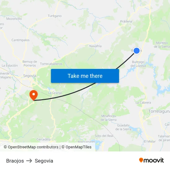 Braojos to Segovia map