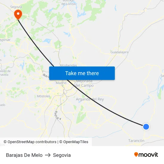 Barajas De Melo to Segovia map