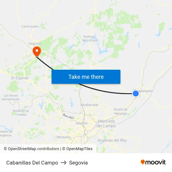 Cabanillas Del Campo to Segovia map