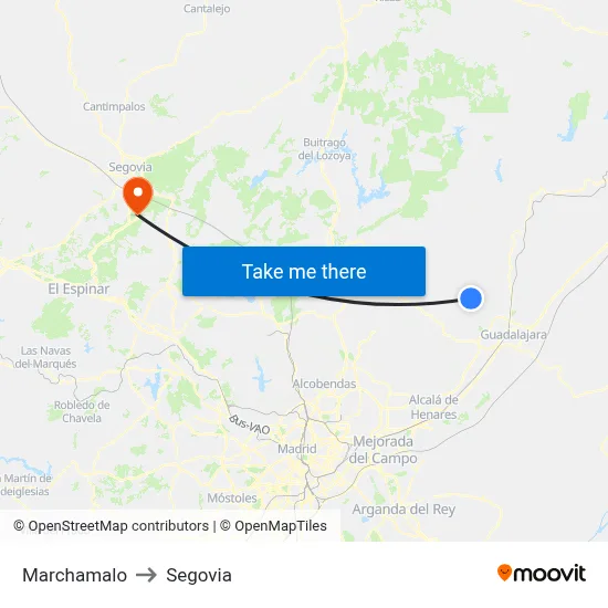 Marchamalo to Segovia map