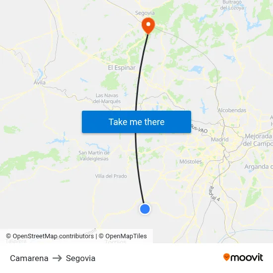 Camarena to Segovia map