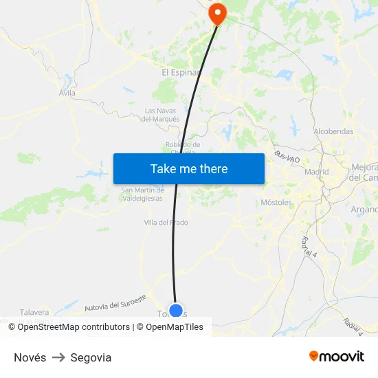 Novés to Segovia map
