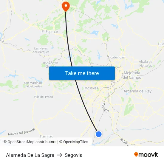 Alameda De La Sagra to Segovia map