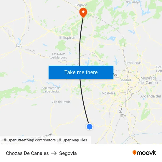 Chozas De Canales to Segovia map