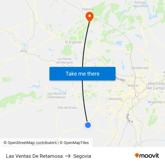 Las Ventas De Retamosa to Segovia map