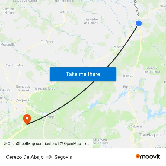 Cerezo De Abajo to Segovia map