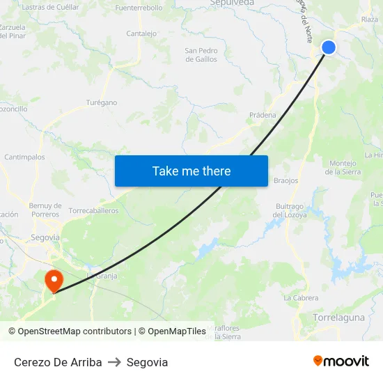 Cerezo De Arriba to Segovia map