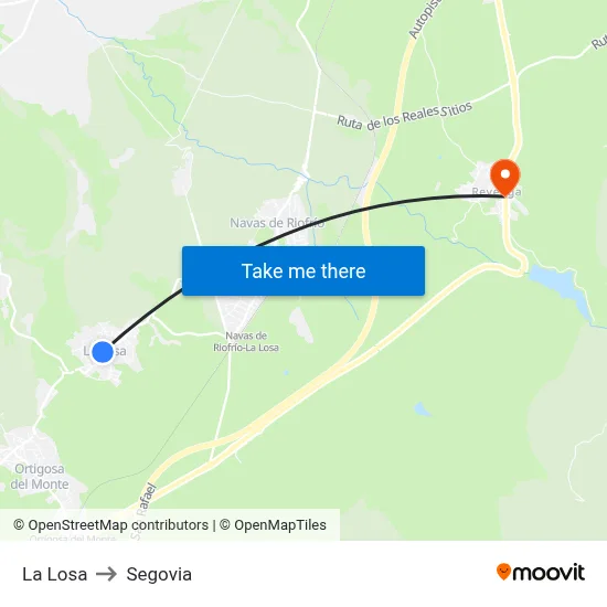 La Losa to Segovia map