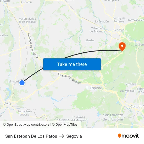 San Esteban De Los Patos to Segovia map