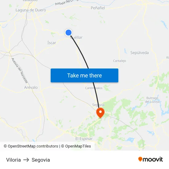 Viloria to Segovia map