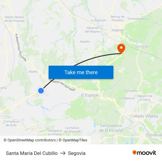 Santa María Del Cubillo to Segovia map