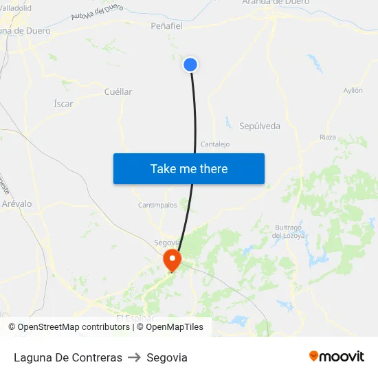 Laguna De Contreras to Segovia map