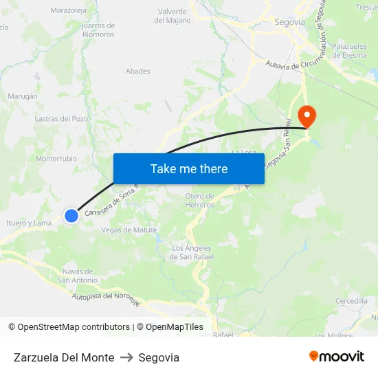 Zarzuela Del Monte to Segovia map