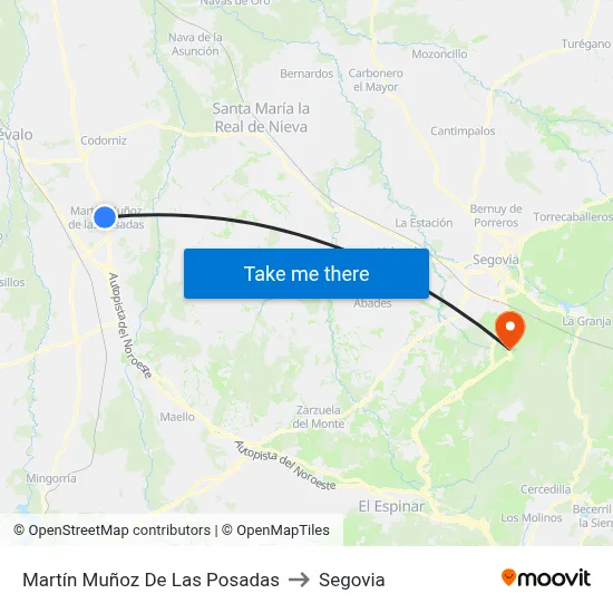 Martín Muñoz De Las Posadas to Segovia map