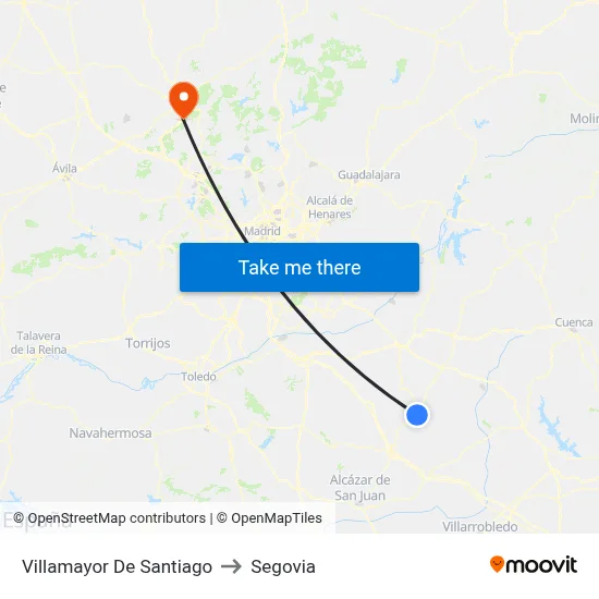 Villamayor De Santiago to Segovia map
