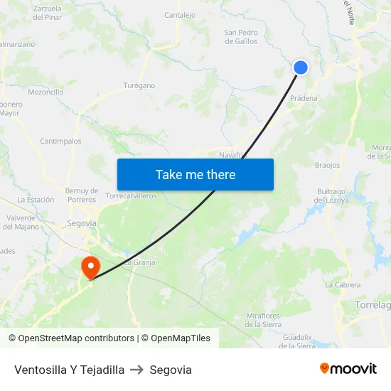 Ventosilla Y Tejadilla to Segovia map