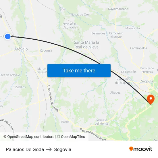 Palacios De Goda to Segovia map