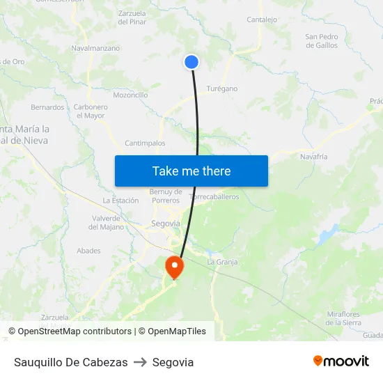 Sauquillo De Cabezas to Segovia map
