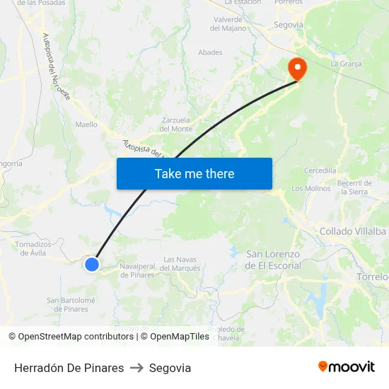 Herradón De Pinares to Segovia map
