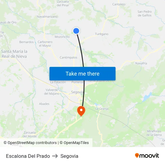 Escalona Del Prado to Segovia map