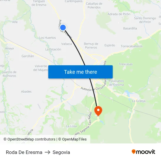 Roda De Eresma to Segovia map