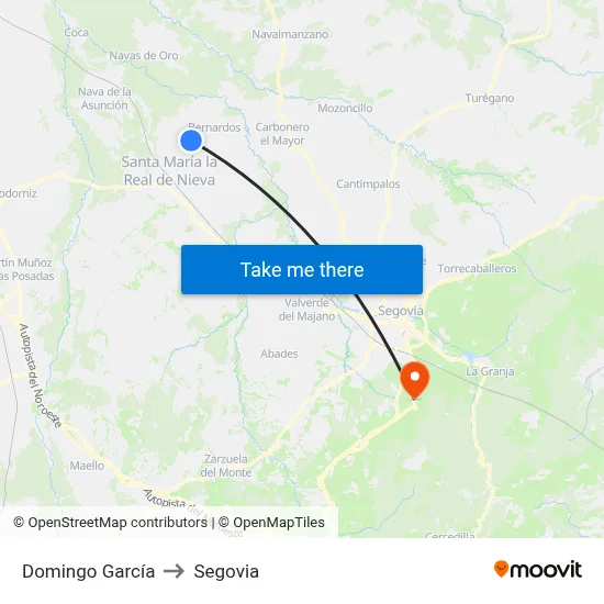 Domingo García to Segovia map