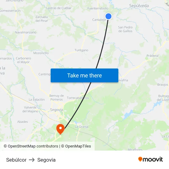 Sebúlcor to Segovia map