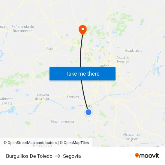 Burguillos De Toledo to Segovia map