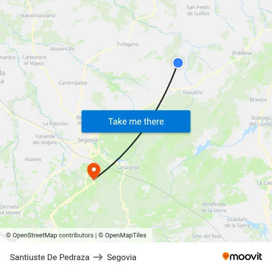 Santiuste De Pedraza to Segovia map