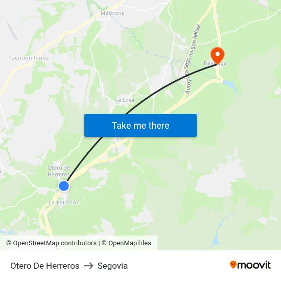 Otero De Herreros to Segovia map