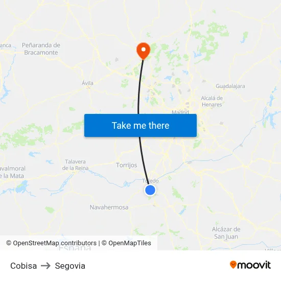 Cobisa to Segovia map