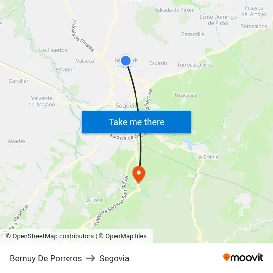Bernuy De Porreros to Segovia map