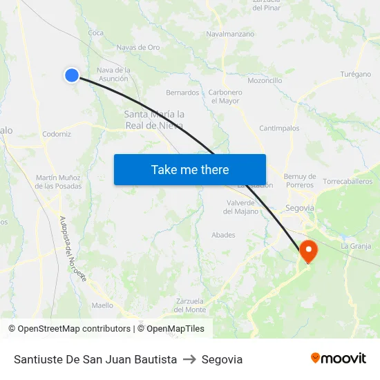 Santiuste De San Juan Bautista to Segovia map