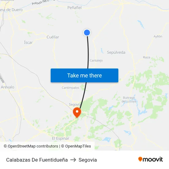 Calabazas De Fuentidueña to Segovia map