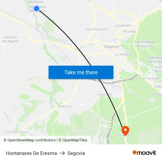 Hontanares De Eresma to Segovia map
