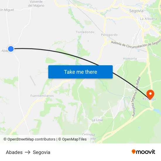 Abades to Segovia map