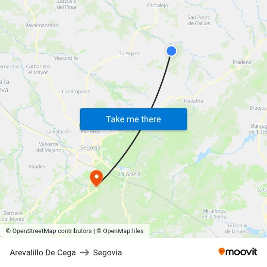 Arevalillo De Cega to Segovia map