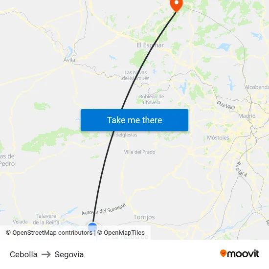Cebolla to Segovia map