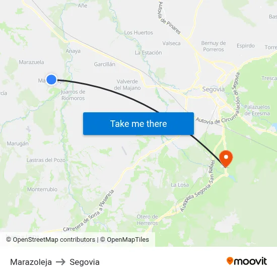 Marazoleja to Segovia map