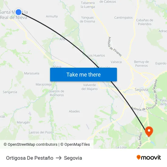 Ortigosa De Pestaño to Segovia map
