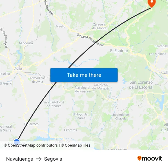 Navaluenga to Segovia map