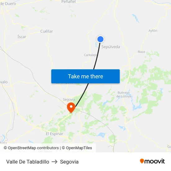 Valle De Tabladillo to Segovia map