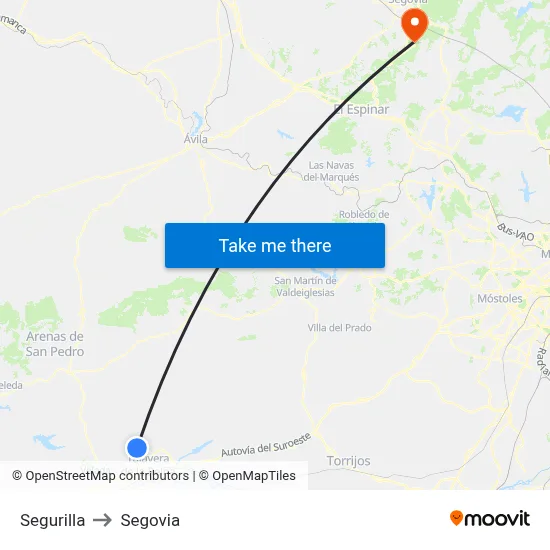 Segurilla to Segovia map
