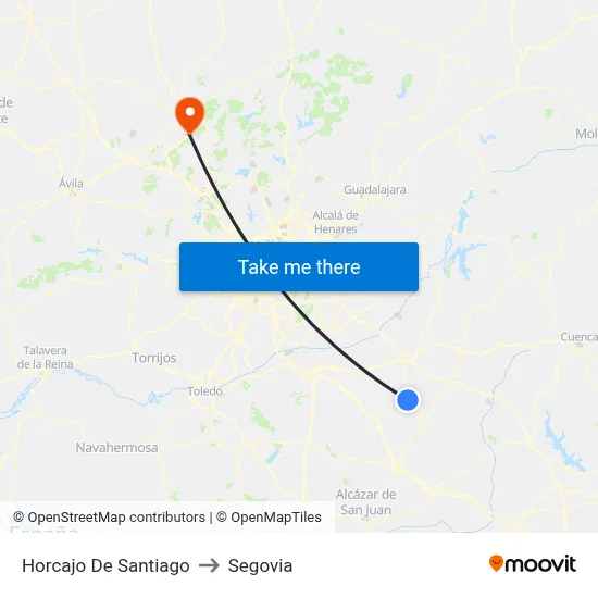 Horcajo De Santiago to Segovia map