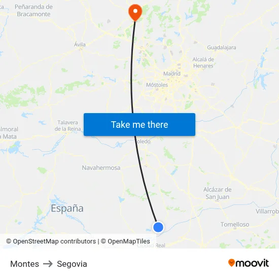 Montes to Segovia map