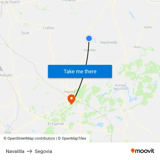 Navalilla to Segovia map